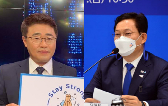 지난 6월19일부터 이른바 '윤석열 X파일' 문건을 입수했다고 폭로한 장성철(왼쪽) 공감과논쟁 정책센터 소장, 지난 5월26일 "윤석열의 수많은, 윤우진 등 사건에 대한 파일을 차곡차곡 준비하고 있다"고 발언했다가 약 한달 만에 "X파일은 없"고 부인한 송영길(오른쪽) 더불어민주당 대표. <각 인물 페이스북 캡처>